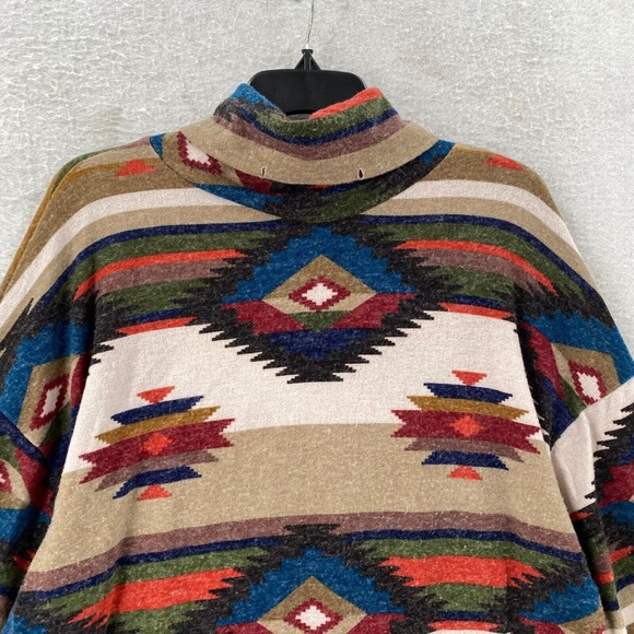 Lovelyn First Love Aztec Sweater Dress Women MED Cowl Neck Dolman Balloon Sleeve - Picture 6 of 15